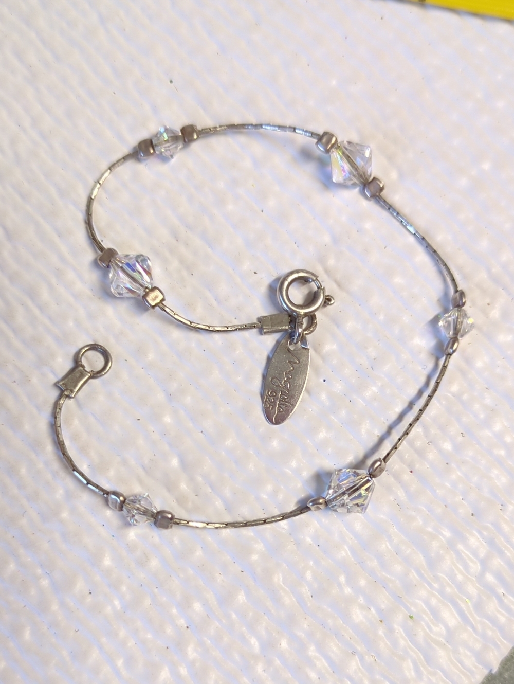 🩵2/$10🩵☀️Magnolia Sterling Silver Bracelet with Bicone AB Beads 7"